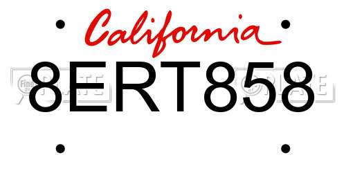 8ERT858 California License Plate