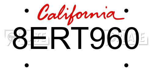 8ERT960 California License Plate