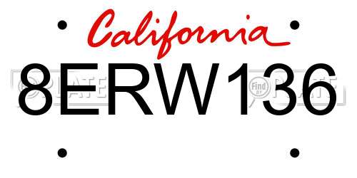 8ERW136 California License Plate