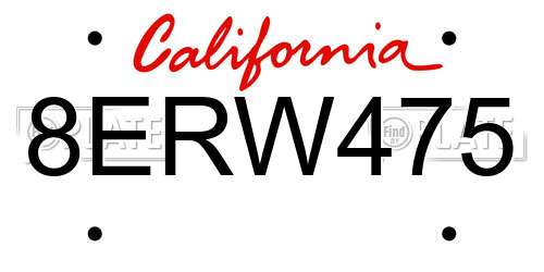 8ERW475 California License Plate