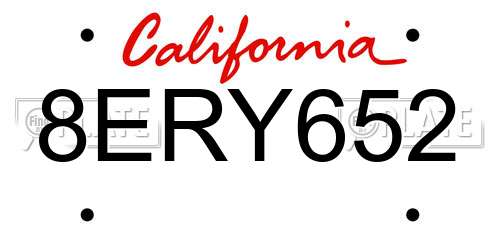8ERY652 California License Plate