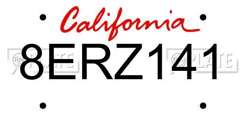 8ERZ141 California License Plate