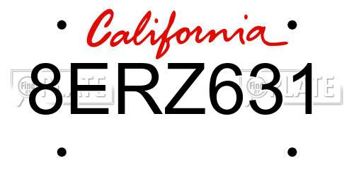 8ERZ631 California License Plate