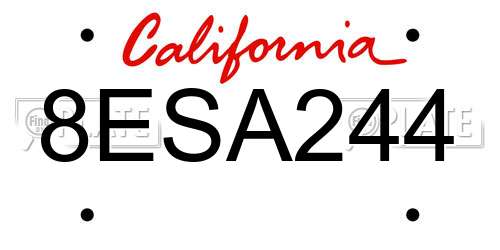8ESA244 California License Plate