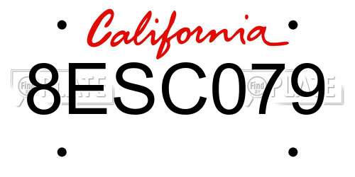 8ESC079 California License Plate