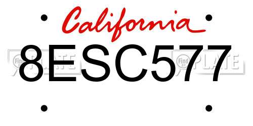 8ESC577 California License Plate