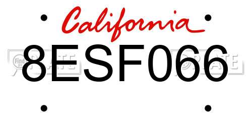 8ESF066 California License Plate