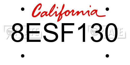 8ESF130 California License Plate