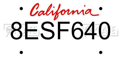8ESF640 California License Plate