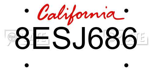8ESJ686 California License Plate