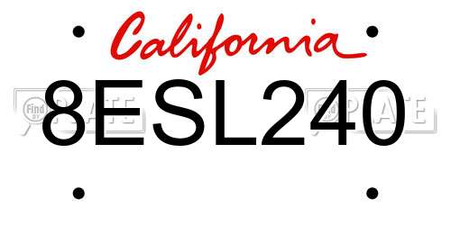 8ESL240 California License Plate