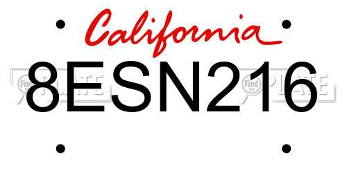 8ESN216 California License Plate