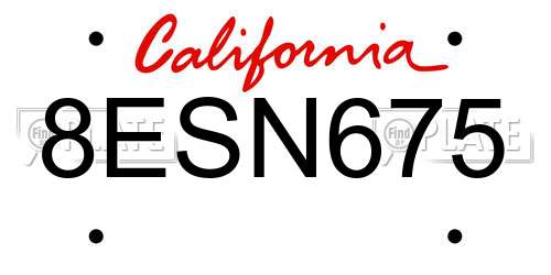 8ESN675 California License Plate