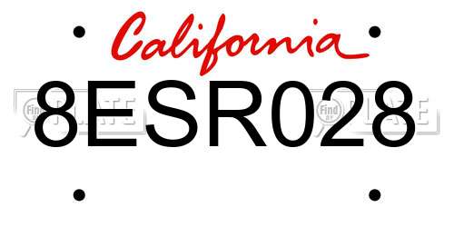 8ESR028 California License Plate