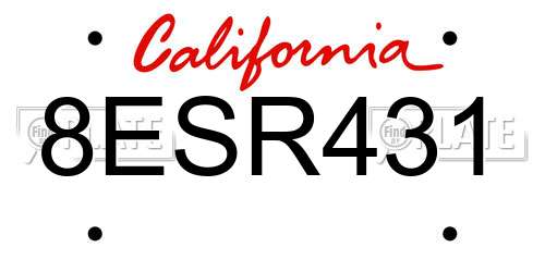 8ESR431 California License Plate