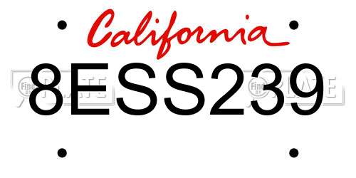 8ESS239 California License Plate