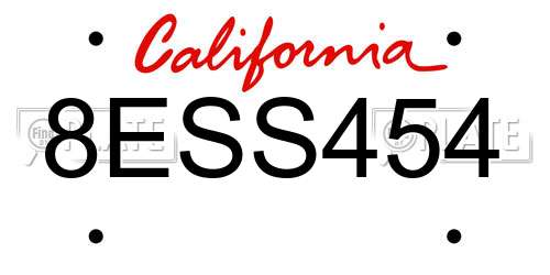 8ESS454 California License Plate