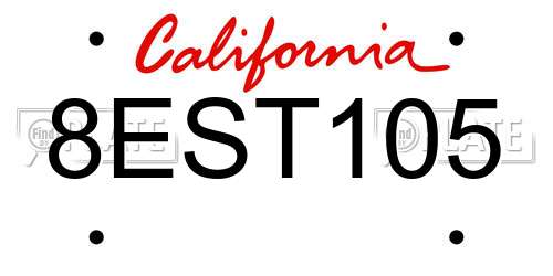 8EST105 California License Plate