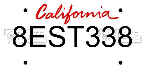 8EST338 California License Plate