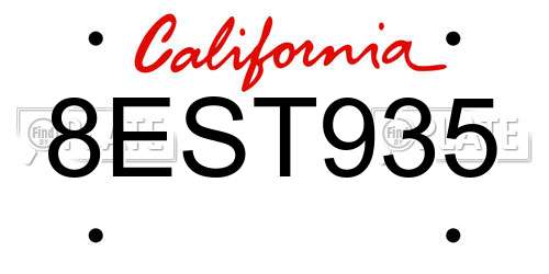 8EST935 California License Plate