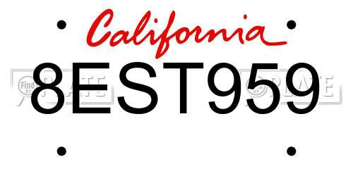 8EST959 California License Plate