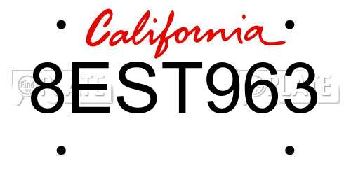8EST963 California License Plate