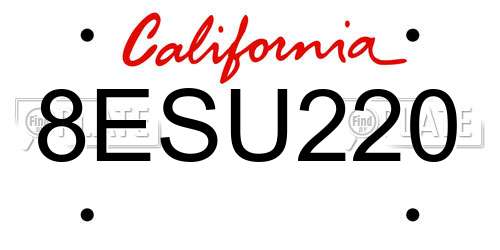 8ESU220 California License Plate