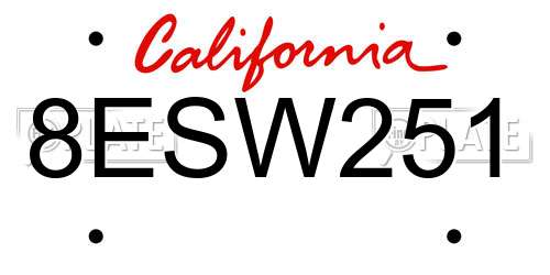 8ESW251 California License Plate