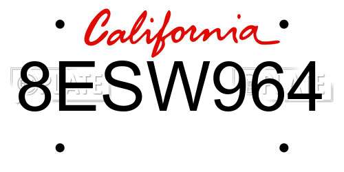 8ESW964 California License Plate