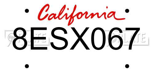 8ESX067 California License Plate