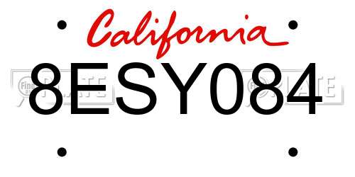 8ESY084 California License Plate