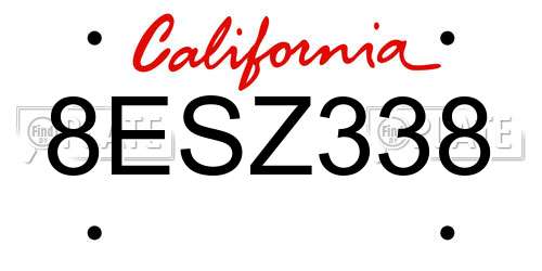 8ESZ338 California License Plate