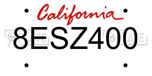 8ESZ400 California License Plate
