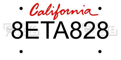 8ETA828 California License Plate