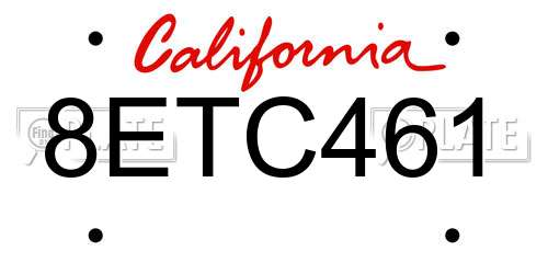 8ETC461 California License Plate
