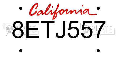 8ETJ557 California License Plate