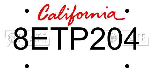 8ETP204 California License Plate