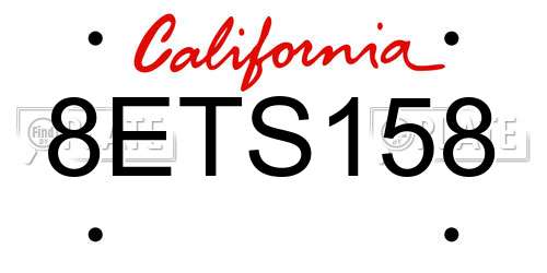 8ETS158 California License Plate