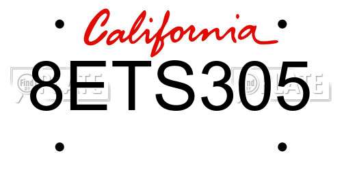 8ETS305 California License Plate