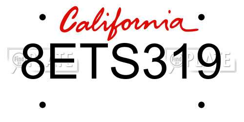 8ETS319 California License Plate
