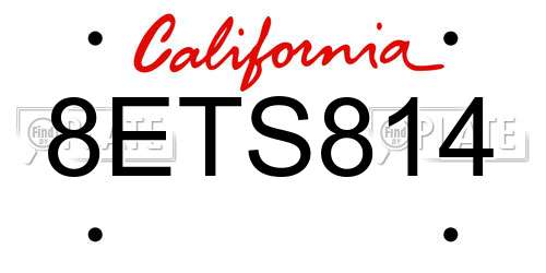 8ETS814 California License Plate