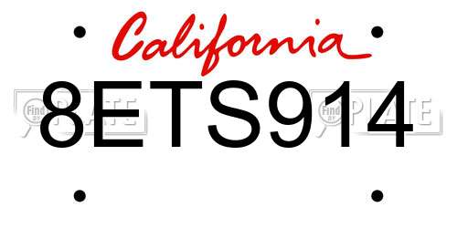 8ETS914 California License Plate