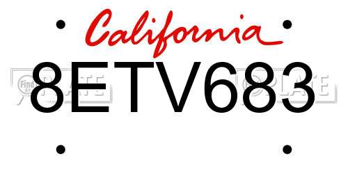 8ETV683 California License Plate