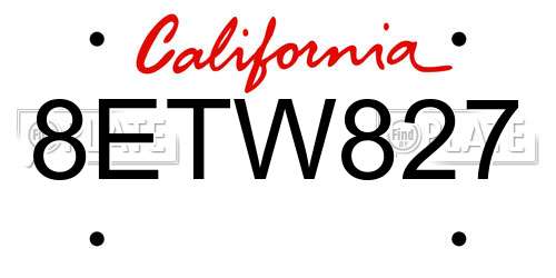 8ETW827 California License Plate