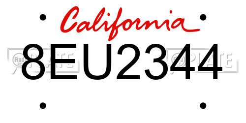 8EU2344 California License Plate