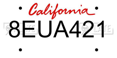 8EUA421 California License Plate