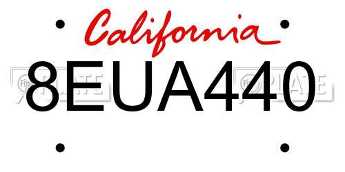 8EUA440 California License Plate