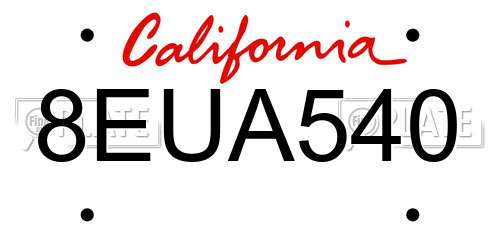 8EUA540 California License Plate
