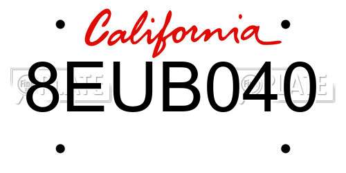 8EUB040 California License Plate