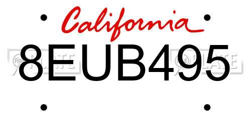 8EUB495 California License Plate